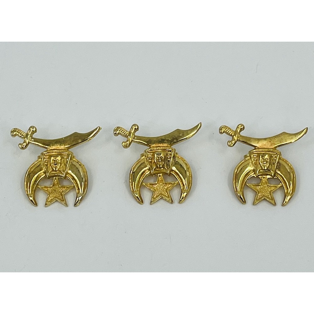 Masonic Shriners Bolo Tie Slides Lot of 3 Gold Tone Vintage